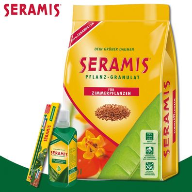 Seramis 3er-Set: Pflanz-Granulat + Vitalnahrung + Gießanzeiger Blumen Palmen