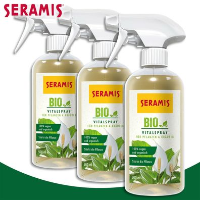 Seramis 3x 500 ml Bio Vitalspray für Pflanzen und Kräuter Vegan Wachstum Pflanze