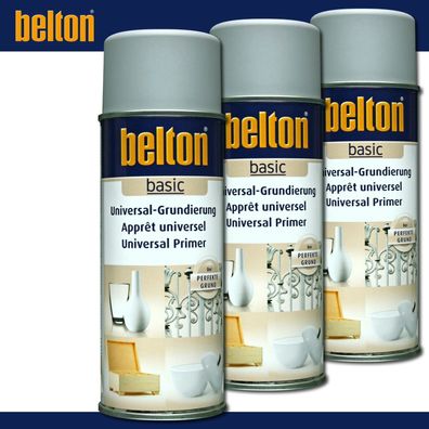 Kwasny Belton basic 3 x 400 ml Universal-Grundierung Grau Spray Perfekter Grund
