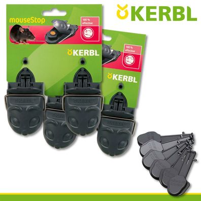 Kerbl 2x 2 Stück Mausefalle mouseStop + 6 Stück Ersatzköder Keller Garage (Gr. Klein)