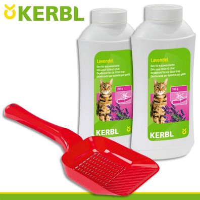 Kerbl 2 x 700 g Deo-Konzentrat für Katzentoilette Lavendel+ Katzenstreuschaufel