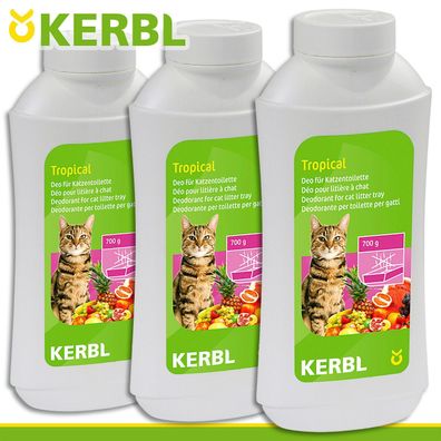 Kerbl 3x 700g Deo-Konzentrat für Katzentoilette Tropical Katzenstreu Geruch Duft