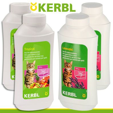 Kerbl Deo-Konzentrat für Katzentoilette 2 x Lavendel + 2 x Tropical Katzenstreu