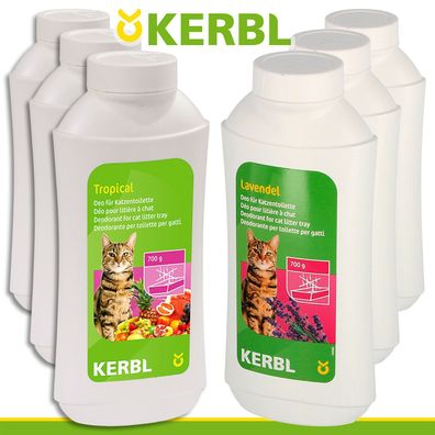 Kerbl Deo-Konzentrat für Katzentoilette 3 x Lavendel + 3 x Tropical Duft Streu