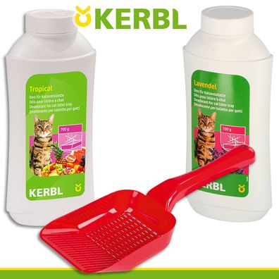 Kerbl Deo-Konzentrat für Katzentoilette Lavendel & Tropical + Streuschaufel
