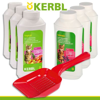 Kerbl je 3 Deo-Konzentrat für Katzentoilette Lavendel & Tropical + Streuschaufel