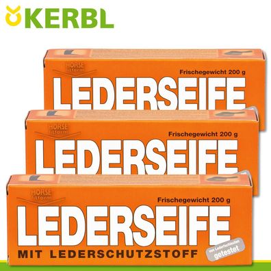 Kerbl 3 x 200 g Sattelseife-Riegel Pharmakas Horse fitform Glyzerin Lederseife
