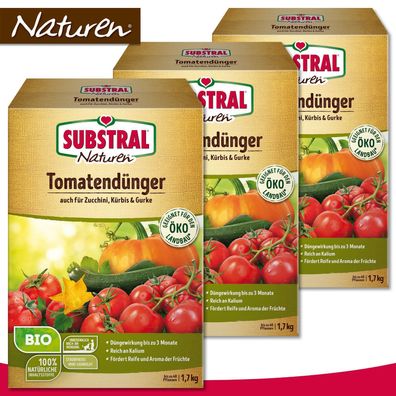 Substral Naturen 3 x 1,7 kg Tomatendünger BIO Zucchini Kürbis Gurke