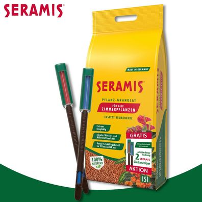 Seramis 15 l Pflanz-Granulat für Zimmerpflanzen + 2 Gießanzeiger gratis