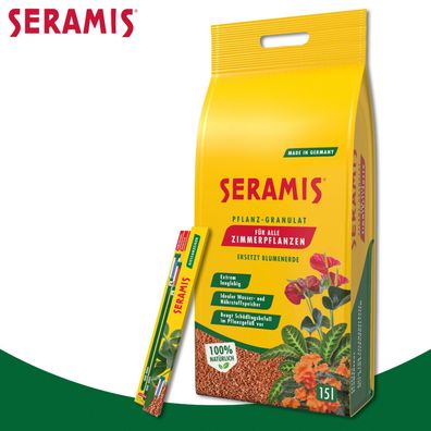 Seramis 2er-Set: 15 Liter Pflanz-Granulat für Zimmerpflanzen + Gießanzeiger groß