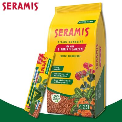 Seramis 2er-Set: 2,5 L Pflanz-Granulat für Zimmerpflanzen + Gießanzeiger klein