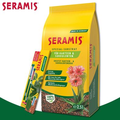 Seramis 2er-Set: 2,5 L Spezial-Substrat für Kakteen + Gießanzeiger klein