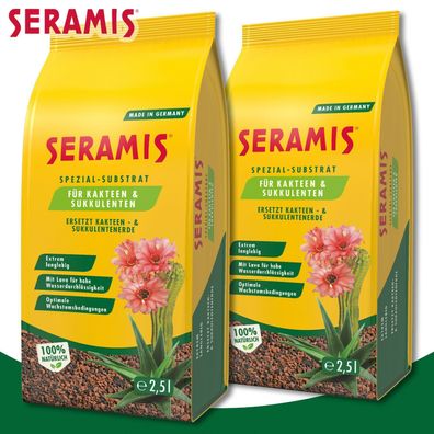 Seramis 2x 2,5L Spezial-Substrat für Kakteen und Sukkulenten Drainage Wachstum