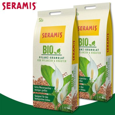 Seramis 2x 6L Bio Pflanz-Granulat für Pflanzen und Kräuter Vegan Drainage Topf