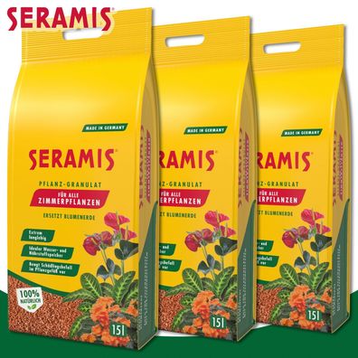 Seramis 3 x 15 Liter Pflanz-Granulat für Zimmerpflanzen | ersetzt Blumenerde