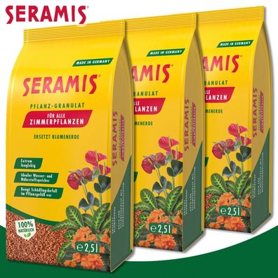 Seramis 3 x 2,5 Liter Pflanz-Granulat für Zimmerpflanzen | ersetzt Blumenerde