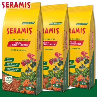 Seramis 3 x 7,5 Liter Pflanz-Granulat für Zimmerpflanzen | ersetzt Blumenerde