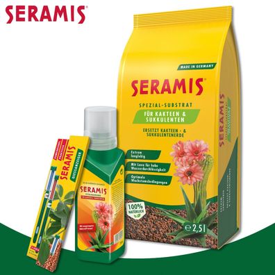 Seramis 3er-Set: Spezial-Substrat für Kakteen + Vitalnahrung + Gießanzeiger