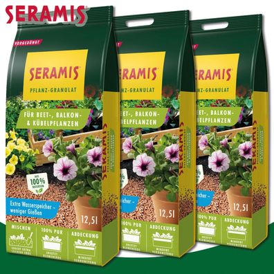 Seramis 3x 12,5L Pflanz-Granulat für Beet-, Balkon- & Kübelpflanzen Wachstum