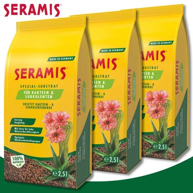 Seramis 3x 2,5L Spezial-Substrat für Kakteen und Sukkulenten Kübel Topf Wachstum