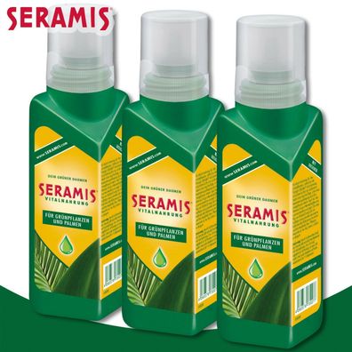 Seramis 3x 200ml Vitalnahrung für Grünpflanzen und Palmen Wachstum Nährstoffe