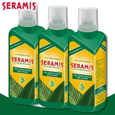 Seramis 3x 500ml Vitalnahrung für Grünpflanzen und Palmen Nährstoffe Wachstum