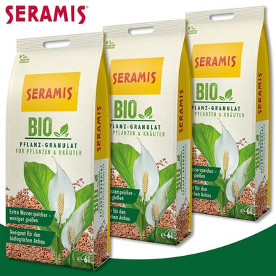 Seramis 3x 6L Bio Pflanz-Granulat für Pflanzen und Kräuter Vegan Drainage Topf