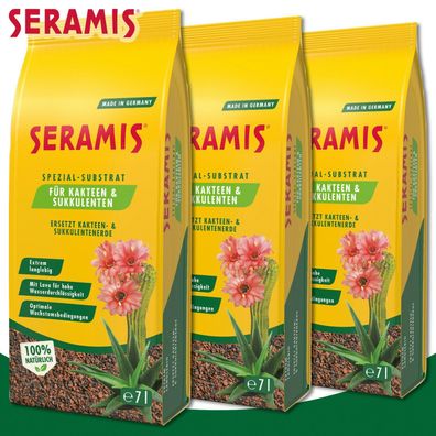 Seramis 3x 7L Spezial-Substrat für Kakteen und Sukkulenten Nährstoffe Pflanzen