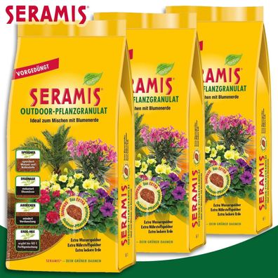 Seramis® 3x 6L Outdoor Pflanz-Granulat Erdersatz Wachstum Beet Kübel Topf Garten