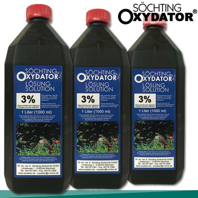 Söchting 3x 1L Oxydator Lösung 3% Wasserstoffperoxid Teich Aquarium Algen Pflege