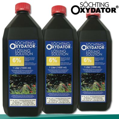 Söchting 3x 1L Oxydator Lösung 6% Wasserstoffperoxid Teich Aquarium Algen Pflege