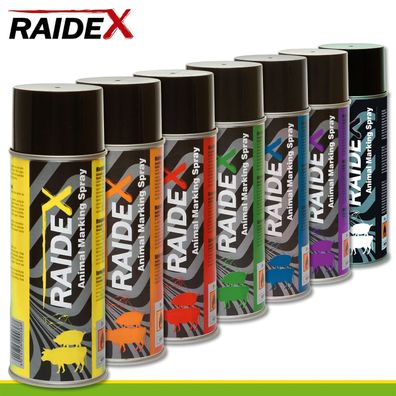 Raidex-Set: 7x 400ml Viehzeichenspray | verschiedene Farben Stall Weide Kühe
