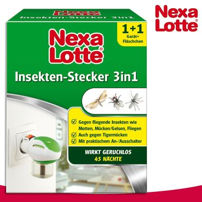 Substral Nexa Lotte 1 x Insekten-Stecker 3in1 gegen Mücken, Fliegen und Motten