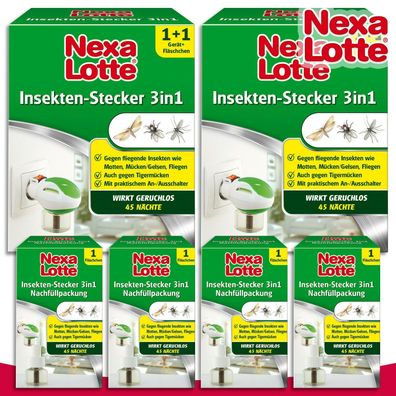 Substral Nexa Lotte 2 x Insekten-Stecker 3in1 + 4 Nachfüllpack