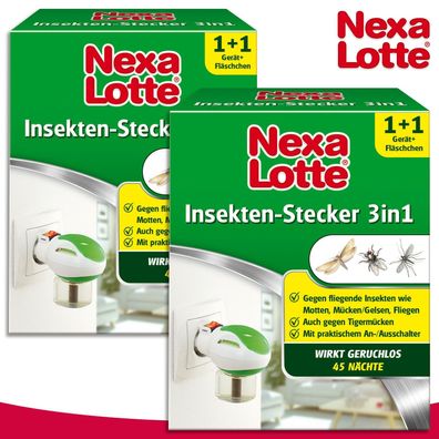 Substral Nexa Lotte 2 x Insekten-Stecker 3in1 gegen Mücken, Fliegen und Motten
