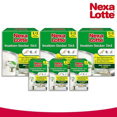 Substral Nexa Lotte 3 x Insekten-Stecker 3in1 + 3 Nachfüllpack