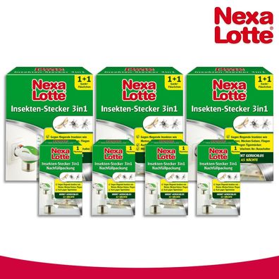 Substral Nexa Lotte 3 x Insekten-Stecker 3in1 + 4 Nachfüllpack