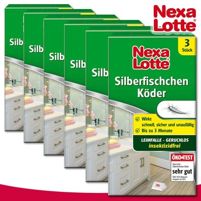 Substral Nexa Lotte 6 x 3 Stück Silberfischchen Köder Leimfalle Bad Küche Haus