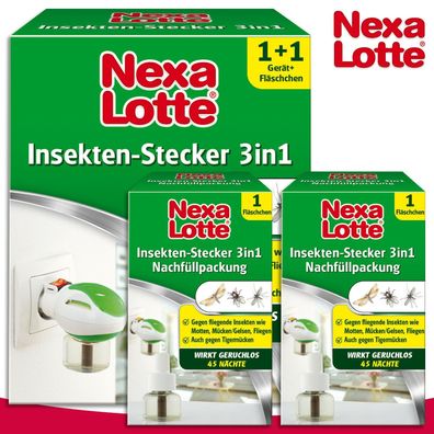 Substral Nexa Lotte Insekten-Stecker 3in1 + 2 Nachfüllpack Motten Fliegen Mücken