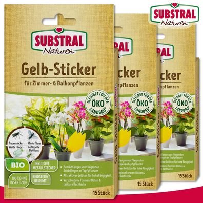 Substral Naturen 3 x 15 Stück Gelb-Sticker (Gr. Mittel)