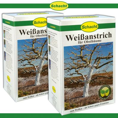 Schacht 2 x 1 kg Weißanstrich für Obstbäume Rinde Pflege Baum Frostschutz Holz