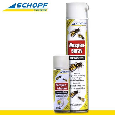 Schopf Hygiene Set: 750 ml Wespen-Spray + 300 ml Wespen-Schaum Bekämpfung Nester
