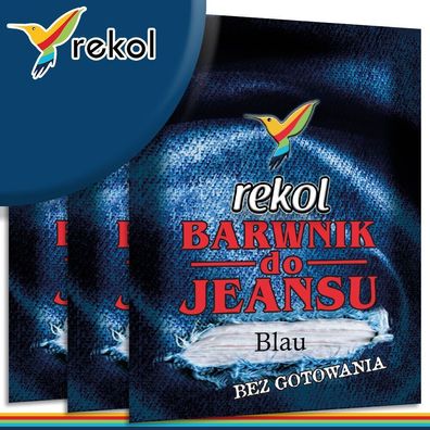 Rekol 3 x 18 g Farbstoff für Jeans | Blau | Stofffarbe Stoff Färben Nachfärben