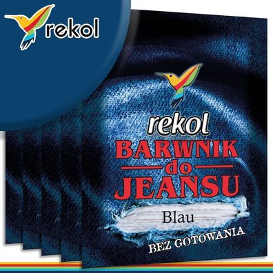 Rekol 5 x 18 g Farbstoff für Jeans | Blau | Stofffarbe Stoff Färben Nachfärben