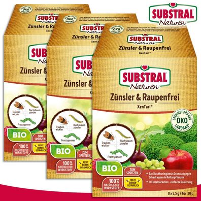 Substral Naturen 3 x 20 g Zünsler & Raupenfrei XenTari (à 8x 2,5g) Frostspanner