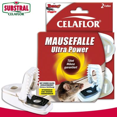 Substral Celaflor 1x 2 Stück Mausefalle Ultra Power Schlagfalle Bekämpfung Haus