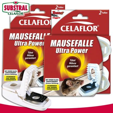 Substral Celaflor 2x 2 Stück Mausefalle Ultra Power Schlagfalle Haus Keller Silo