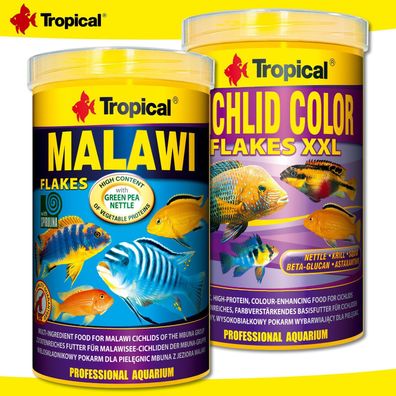Tropical 1000 ml Cichlid Color Flakes XXL + 1000 ml Malawi Flakes