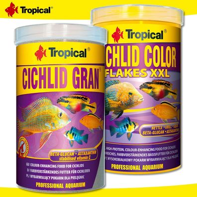 Tropical 1000 ml Cichlid Gran + 1000 ml Cichlid Color Flakes XXL