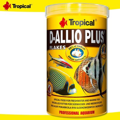 Tropical 1000 ml D-Allio Plus Flakes für Süß- und Meerwasserfische